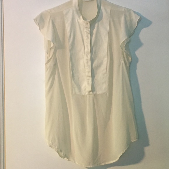 Madewell Tops - Madewell tuxedo bib silk shirt cream 6